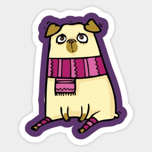 Pugs in the winter Sticker